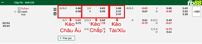 Fb88 bảng kèo trận đấu Fulham vs Leeds