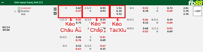 Fb88 bảng kèo trận đấu Liverpool vs Everton