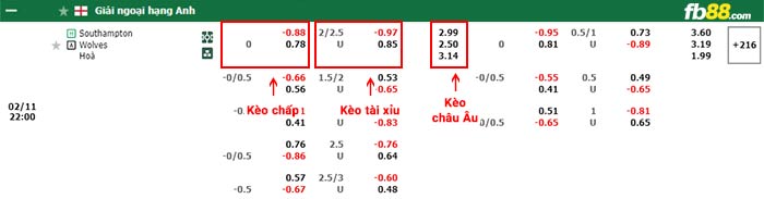 fb88-bảng kèo trận đấu Southampton vs Wolves