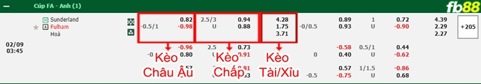 Fb88 bảng kèo trận đấu Sunderland vs Fulham