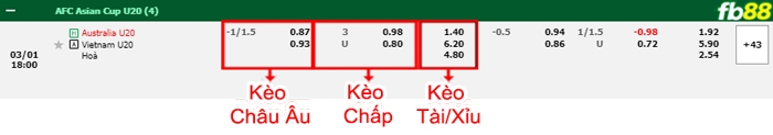 Fb88 bảng kèo trận đấu U20 Úc vs U20 Việt Nam