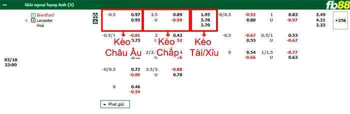 Fb88 bảng kèo trận đấu Brentford vs Leicester