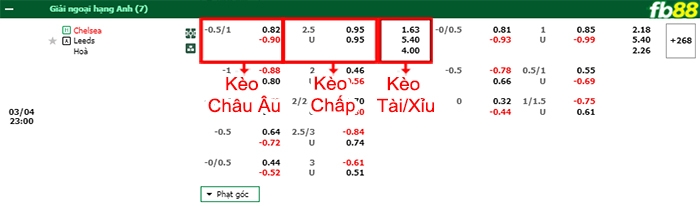 Fb88 bảng kèo trận đấu Chelsea vs Leeds