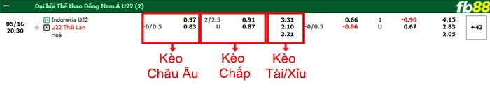Fb88 soi kèo trận đấu U22 Indonesia vs U22 Thái Lan