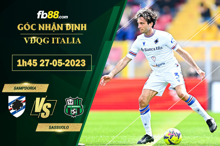 Fb88 soi kèo trận đấu Sampdoria vs Sassuolo