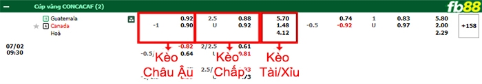 Fb88 bảng kèo trận đấu Canada vs Guatemala