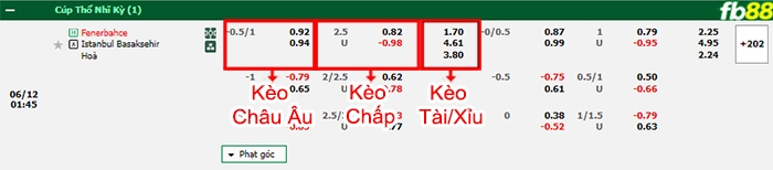 Fb88 bảng kèo trận đấu Fenerbahce vs Istanbul Basaksehir