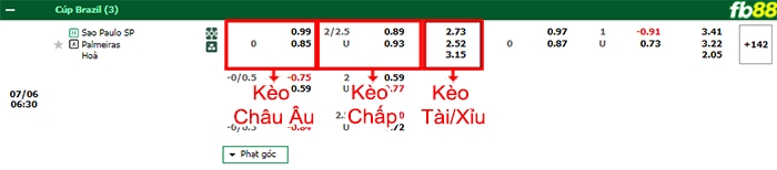 Fb88 bảng kèo trận đấu Sao Paulo vs Palmeiras