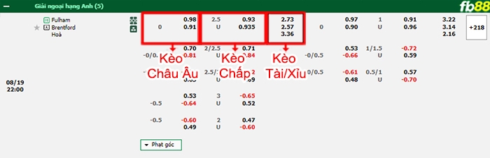 Fb88 bảng kèo trận đấu Fulham vs Brentford