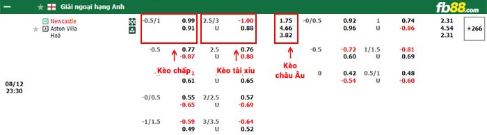 fb88-bảng kèo trận đấu Newcastle vs Aston Villa