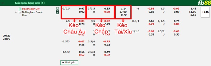Fb88 bảng kèo trận đấu Man City vs Nottingham Forest