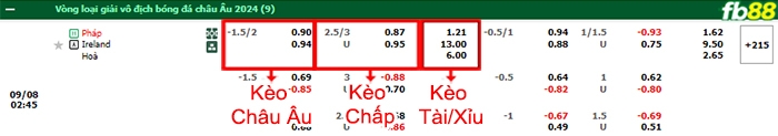 Fb88 bảng kèo trận đấu Pháp vs CH Ailen