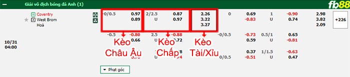 Fb88 bảng kèo trận đấu Coventry vs West Brom