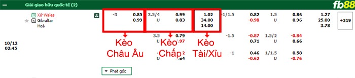 Fb88 bảng kèo trận đấu Wales vs Gibraltar