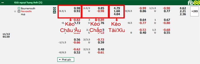 Fb88 bảng kèo trận đấu Bournemouth vs Newcastle