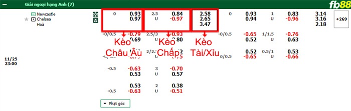 Fb88 bảng kèo trận đấu Newcastle vs Chelsea