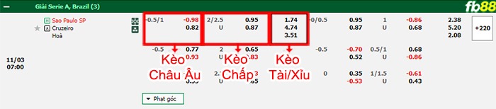 Fb88 bảng kèo trận đấu Sao Paulo vs Cruzeiro