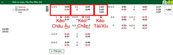 Fb88 bảng kèo trận đấu Valencia vs Granada