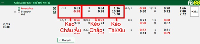 Fb88 bảng kèo trận đấu Fenerbahce vs Sivasspor