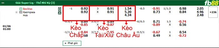 Fb88 bảng kèo trận đấu Besiktas vs Kasimpasa