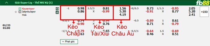 Fb88 bảng kèo trận đấu Kayserispor vs Istanbulspor