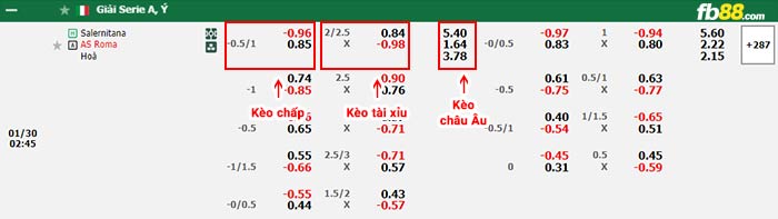 fb88-bảng kèo trận đấu Salernitana vs AS Roma