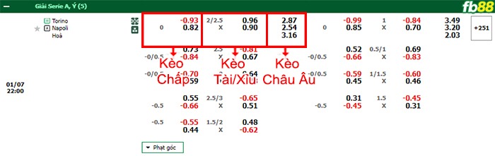 Fb88 bảng kèo trận đấu Torino vs Napoli