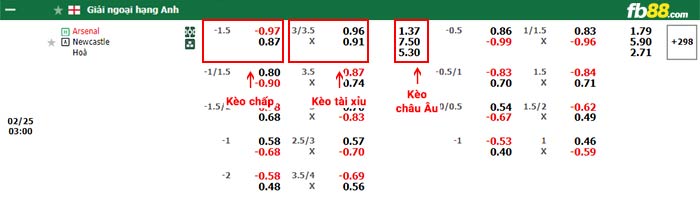 fb88-bảng kèo trận đấu Arsenal vs Newcastle
