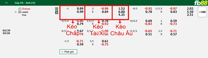 Fb88 bảng kèo trận đấu Chelsea vs Leeds