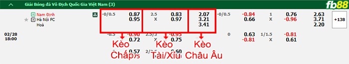 Fb88 bảng kèo trận đấu Nam Định vs Hà Nội