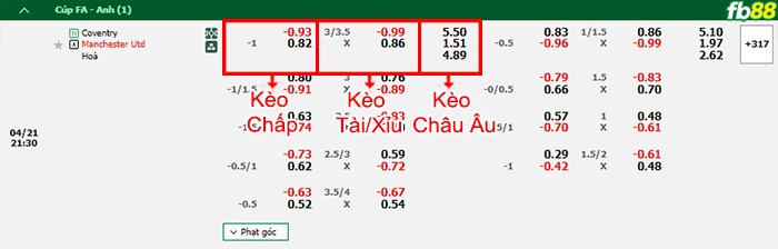 Fb88 bảng kèo trận đấu Coventry vs Man Utd